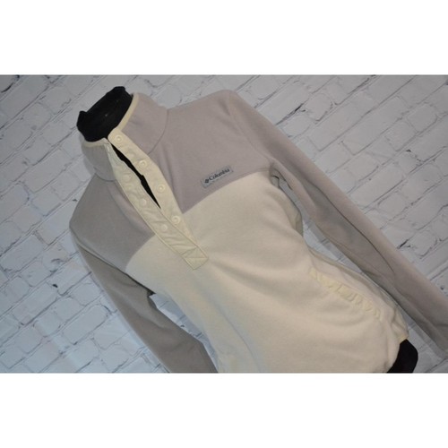 46236-a Columbia Fleece Sweater With Pockets Gray White Size Medium Womens - Picture 3 of 7