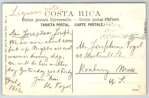 1912 Costa Rica El Turrialba Postcard - Picture 2 of 2