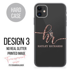 Personalised Phone Case Clear Name Glitter Hard Cover For iPhone 11 Se Xs 7 8 6