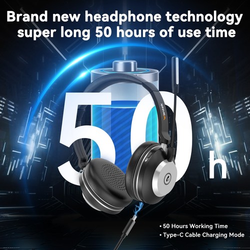 Wantek Wireless Headset, Bluetooth Headphones with Microphone Noise Canceling - Picture 3 of 6