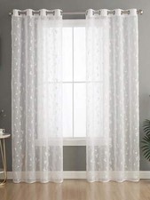 1 Piece White Eyelet Embroidered Sheer Curtain 132x46cm