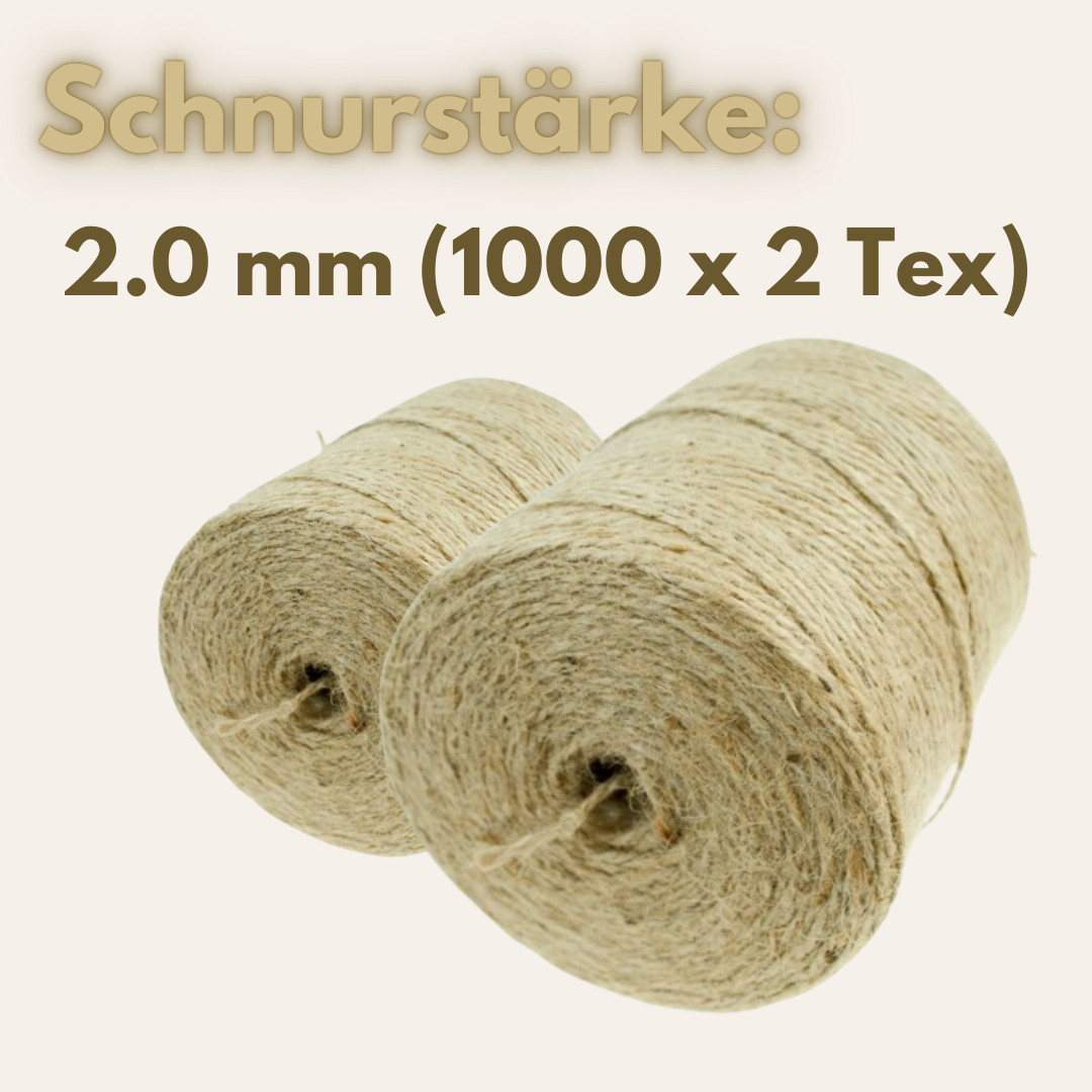 Juteschnur 2,0 mm Bindfaden Paketschnur Schnur Juteseil Packschnur Gartenschnur