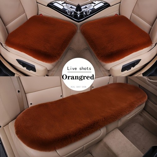 Juego de 3 piezas de cojín de asiento de coche de piel de conejo de felpa de invierno lana engrosada - Imagen 26 de 31