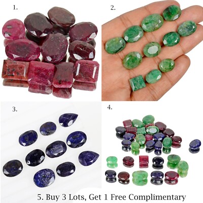 100% Natural Top Quality Ruby Emerald & Sapphire Mixed Faceted Cut W Offer Deals