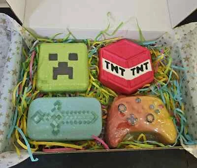 BENTLEY'S BATH BOMBS Minecraft Gamer Bath Bomb Gift Set. Birthday, Christmas, Boys girls, adult gift