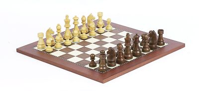 Solid Maple Walnut Tournament Staunton Chessmen Champion Chess Board Set 2 Queen