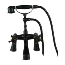 Oil Rubbed Bronze Deck Mount Bathroom Clawfoot Tub Faucet Set Shower Mixer Tap