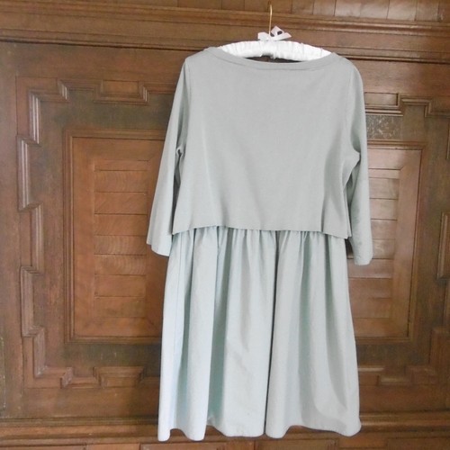 Cos aqua blue green scoop neck 3/4 sleeve knee length 100% cotton dress M - Picture 2 of 10