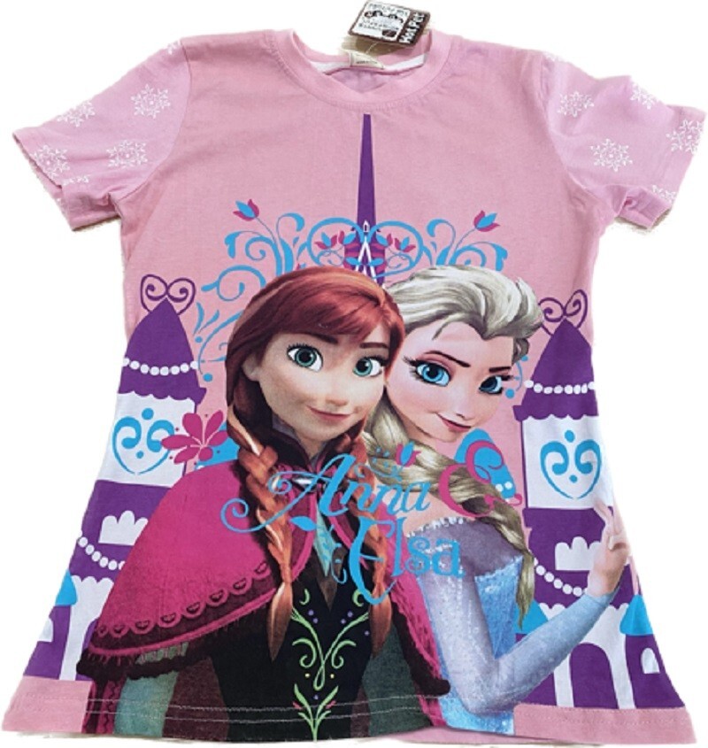 Anna Elsa Frozen Kids T-shirts Girls Summer Children T Shirt PINK