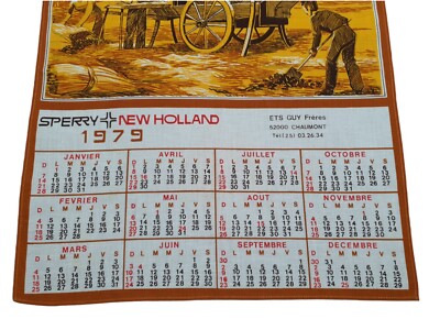 Torchon de prière/calendrier mural en lin vintage 1979