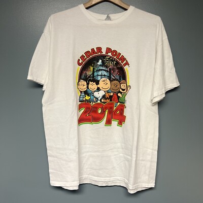 Charlie Brown Spell Out 2014 Cedar Point Amusement Park Graphic T-Shirt Sz XL
