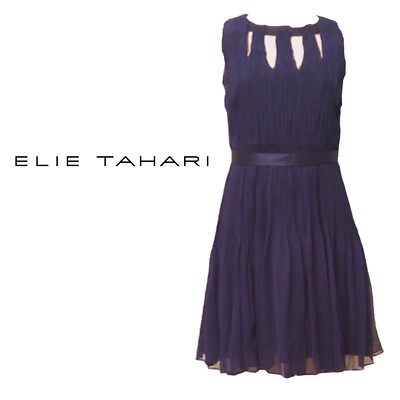 Elie Tahari Navy Blue Silk Florence Dress, Sz 4 | eBay