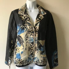 Citron Santa Monica Size M Silk Top Lightweight Multicolor Black L/S