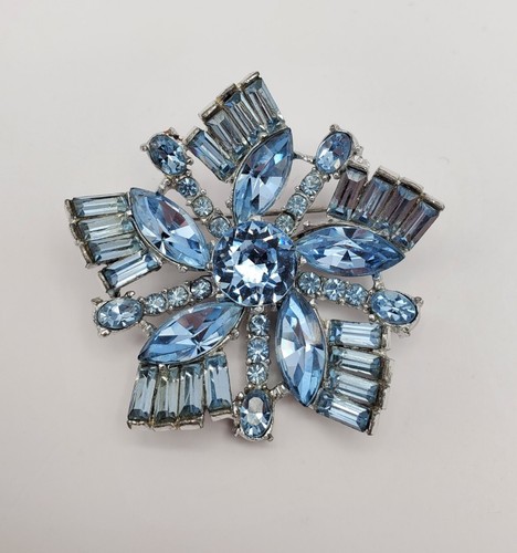 Set orecchini spilla gioielli vintage estate argento strass blu accessorio donna - Foto 18 di 18