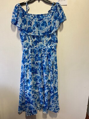 Freemans Floral Maxi Kleid In Elfenbein/Blau UK 14 (PH204)