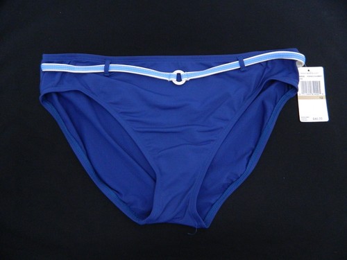 Nautica Indigo/Chambray Solid Blue Belted Bikini Swimsuit Bottoms NWT Size 12 - Picture 2 of 8