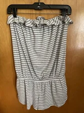 SO Strapless Shorts Gray & White Striped Jumpsuit Size L