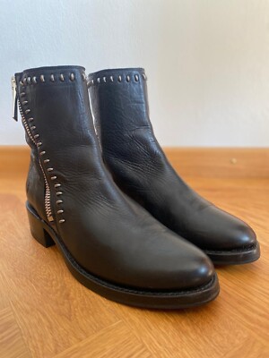 Vintage Frye Halbstiefel Schwarz   Echtleder, Gr. 6