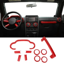 10x Red Interior Center Console Trim Cover Kit for Jeep Wrangler JK JKU 2007-10
