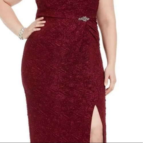 Vestido formal para mujer tallas grandes 16W 18W 20W Alex noches Jacquard marrón - Imagen 4 de 11