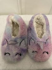 Hot Rainbow Unicorn Slipper Indoor Cozy Plush Cute Fluffy Slipper XS/S Girls