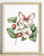 Butterfly Wall Art Print, Butterfly and Flowers Print, Wall Art Decor Print 41