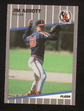 1989 Jim Abbott Rookie Card California Angels Fleer Update Baseball Card #U11 NM. rookie card picture