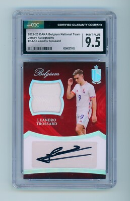 2022-23 Leandro Trossard Daka Belgium Autographed Jersey Card 26/30 CGC 9.5