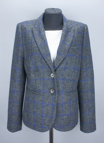 Boden British Tweed Check Gray Womens Blazer Size UK 12R US 8R Jacket 100% Wool - Picture 17 of 23