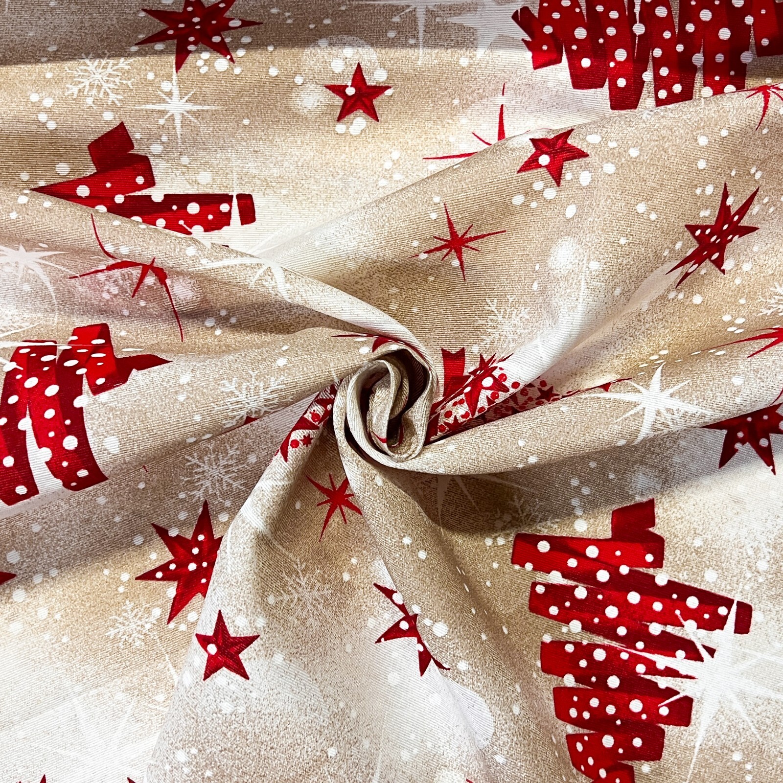 Loneta Weihnachten Bedruckt 140cm Motive Wichteln Bäume Polyester Baumwolle