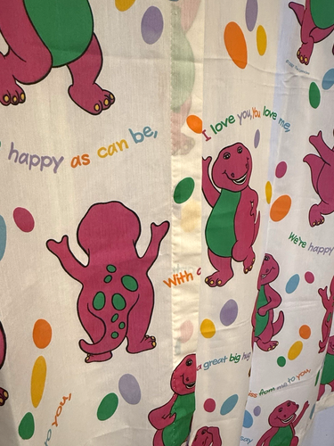 De colección DreamStyles 1992 Barney Dinosaurio Varilla Paneles de Bolsillo Cortinas 40" X 64" Par - Imagen 8 de 11