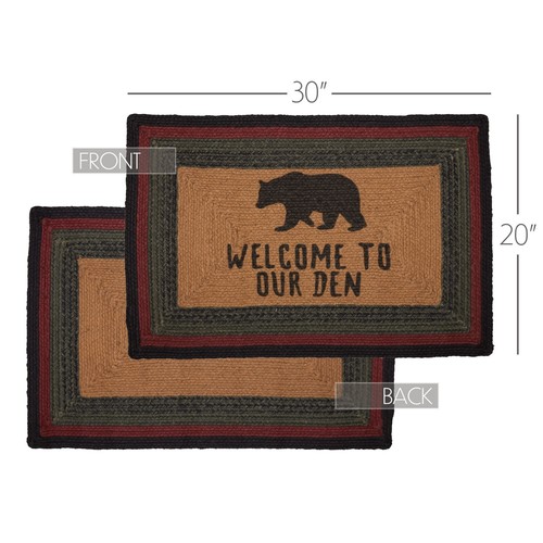 Wyatt Black Bear Jute Rug Black, Khaki, Green and Red Country Cabin Lodge - Picture 7 of 19