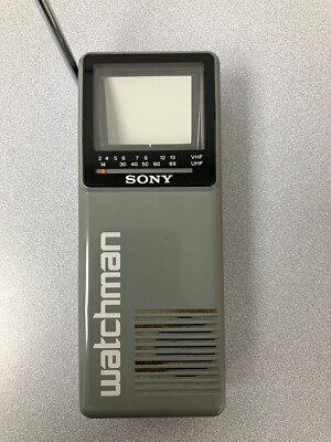 Vintage Sony Watchman FD-10A B&W 1986 Portable Handheld TV VHF/UHF ...