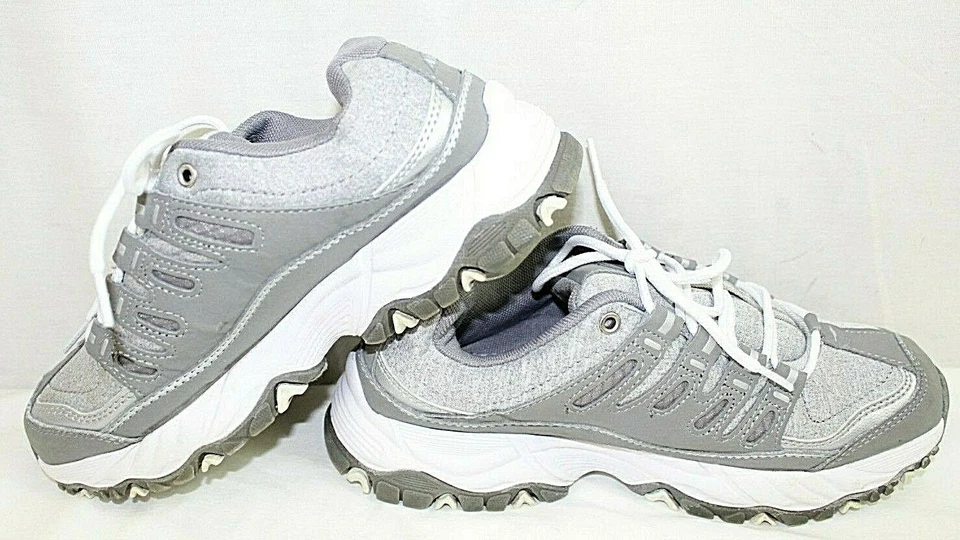 Avia Mujer Zapatos Deportivos Talla 6.5 M Cuero/Tela Superior Gris y Blanco Foto 3 de 4
