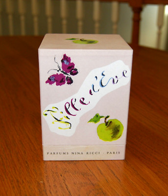 VINTAGE LALIQUE NINA RICCI FILLE D'EVE PERFUME WITH SATIN BUTTERFLY APPLE BOX