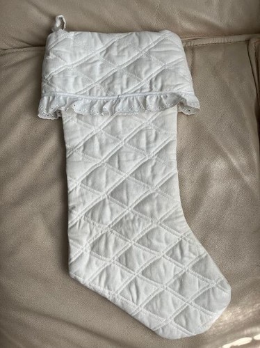 Chanukah Hanukkah White Eyelet Lace Christmas Stocking Blue Jewish Star - Picture 5 of 6