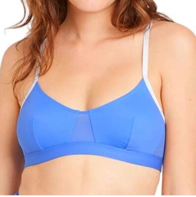 Women's Nylon Sexy Mesh Bralette - Colsie, Size Medium, Blue