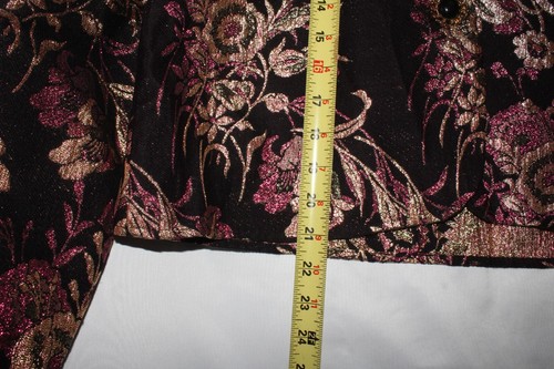 Ellen D Metallic Floral Single Button Waist Blazer Women's L - Picture 6 of 7