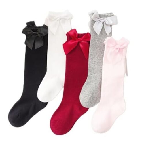  Baby Girls Socks Anti-slip Socks 3-5T 5 Pairs-black+white+pink+gray+wine Red - Afbeelding 1 van 7