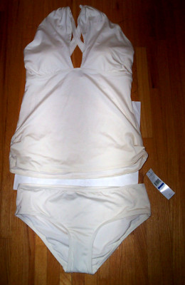 NWT Carmen Marc Valvo Ivory Tankini, Size XL