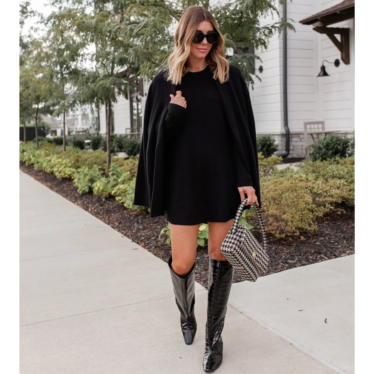 SPLENDID x Cella Jane Geneva Long Sleeve Sweater Dress BLOGGER'S FAVORITE  Black