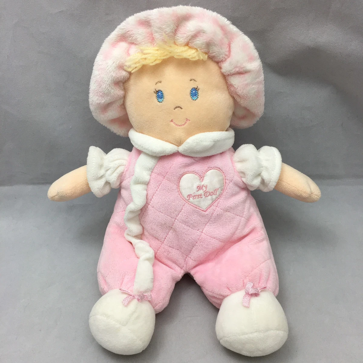 My First Doll Baby Pink White Heart Chest Plush 11