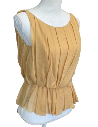 CHLOE Georgette Plissee Seide Bluse Ärmellos Top Hellbraun/Seigle Größe Eur -36 Us 4 - Bild 6 von 13