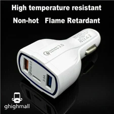 Fast PD Quick Charge 3 Port Adapter QC 3.0 USB Car Charger Power 20W Black White