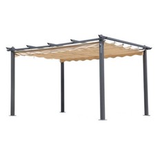 Pergola In Alluminio Apribile Con Telo Copertura Retrattile Ecrù Gazebo 4x3
