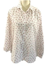 All Hours Womans Blouse Sz L Floral Praire Faux Buttons Hook And Loop Adaptive