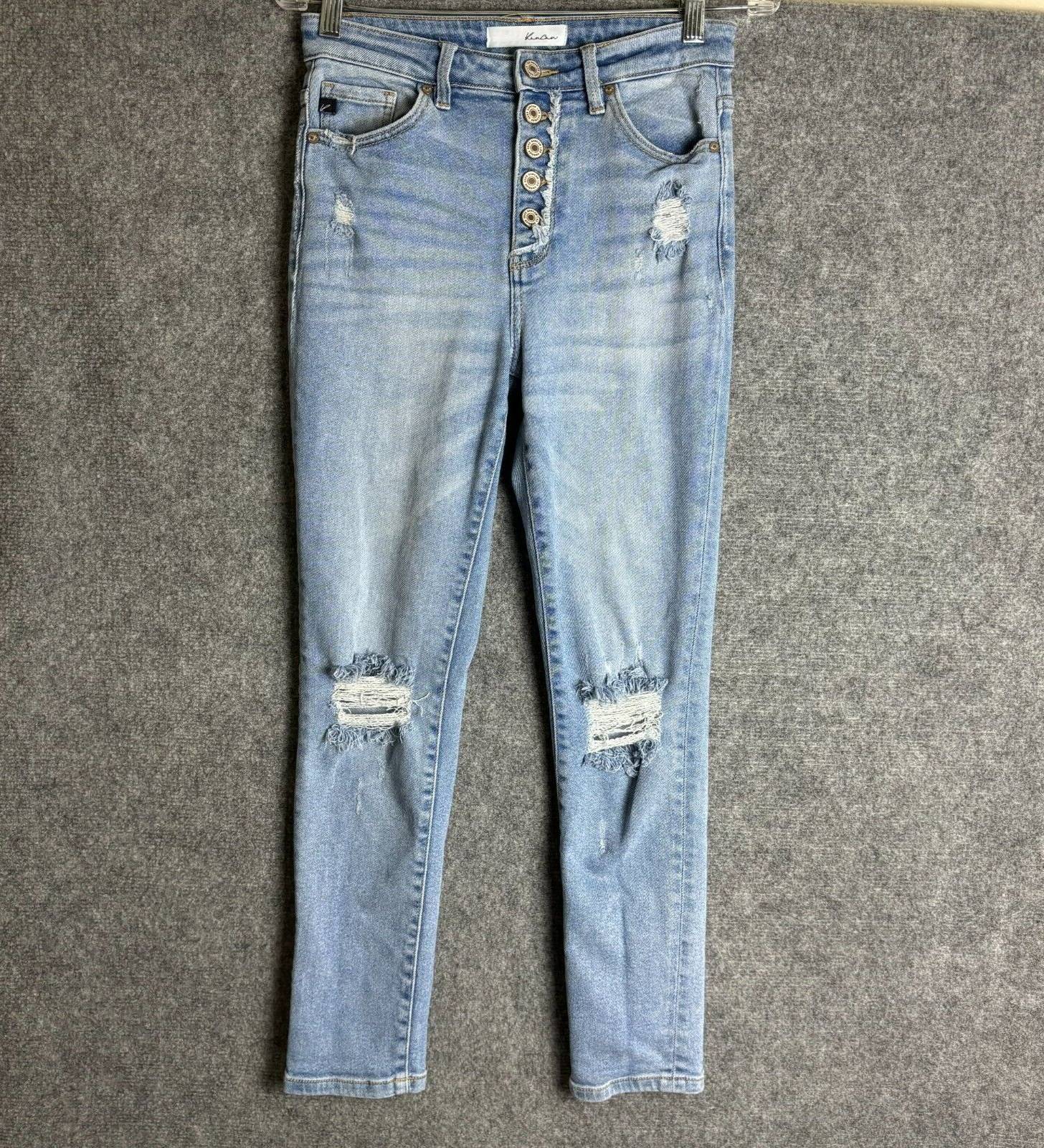 KanCan High Rise Distressed Button Fly Mom Jeans for Women Size 9/28 KC8580L-image