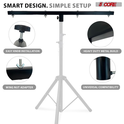 5 Core DJ Lighting T Bar 4 Extension Party Light 2Pc Crossbar Tbar 66lb Capacity - Picture 7 of 9