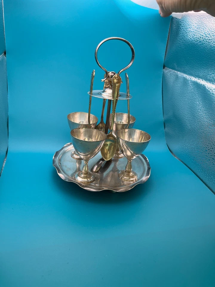 古董 19 世纪后期镀银蛋甜圈套装 Blanckensee & Son 出品 — 第 3/4 张图片