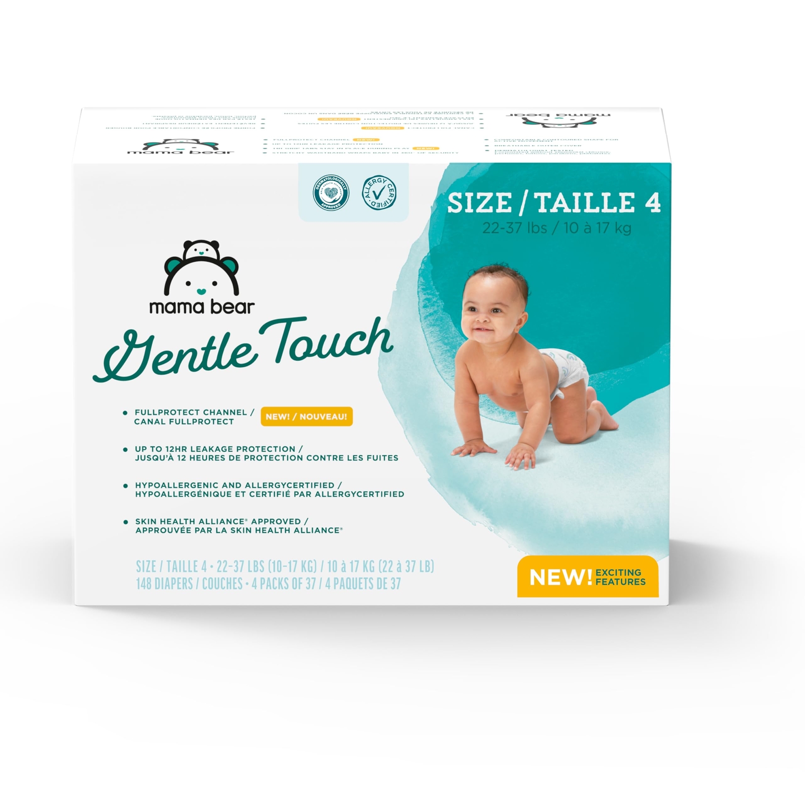 148 Count Amazon Brand - Mama Bear Gentle Touch Diapers, Siz